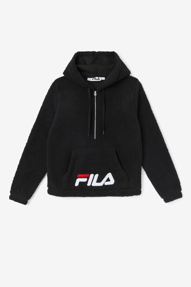 Fila Hoodie Womens Black - Cozy Up Half Zip Sherpa Jacket - Philippines 3596127-JW